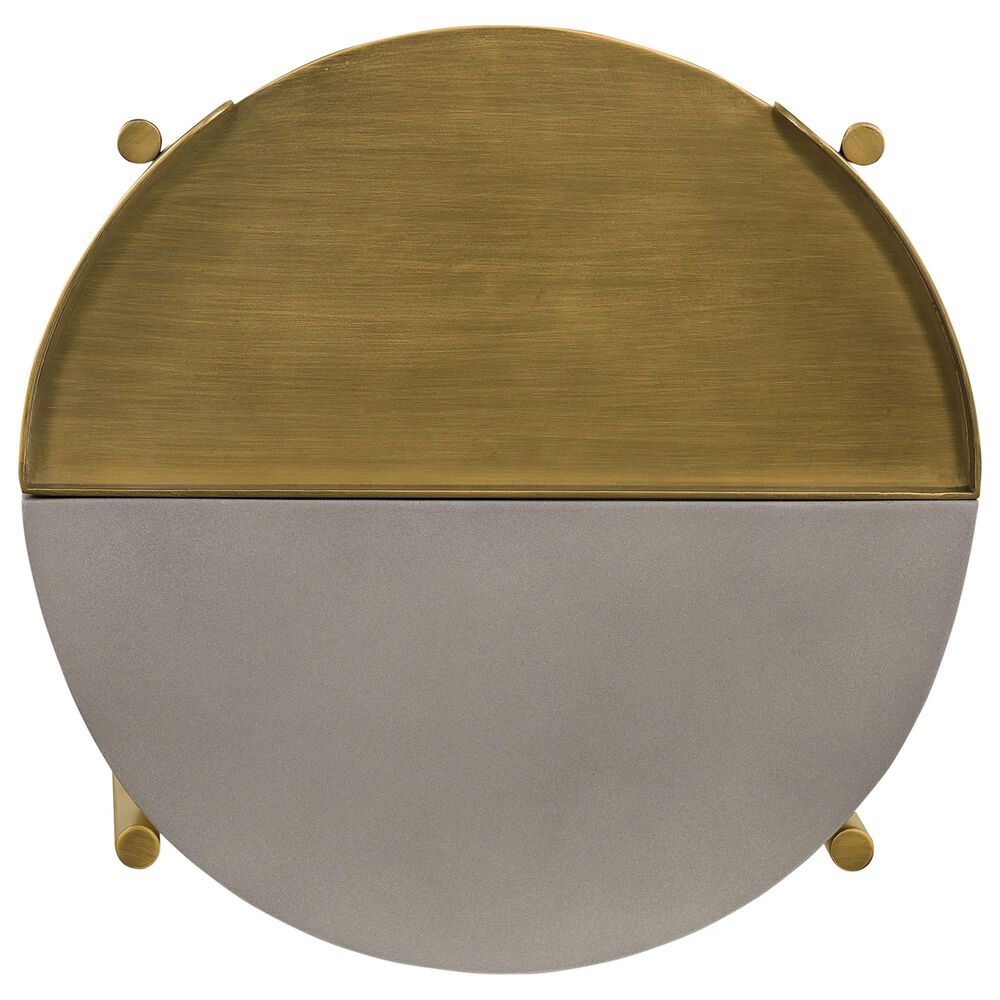 Blue River Dua End Table in Medium Gray and Antique Brass, , large