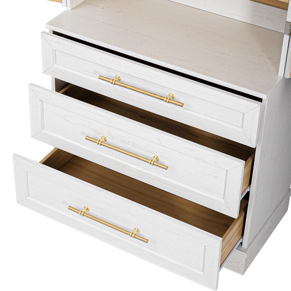 HOMLUX HOMLUX 78.2" Tall Farmhouse Kitchen Pantry Cabinet with 8 Door Shelves, Storage Cabinet with 3 Adjustable Shelves, 3 Large Drawers, Versatile Cupboard for Kitchen, Dining &amp; Bathroom, Retro White, , large