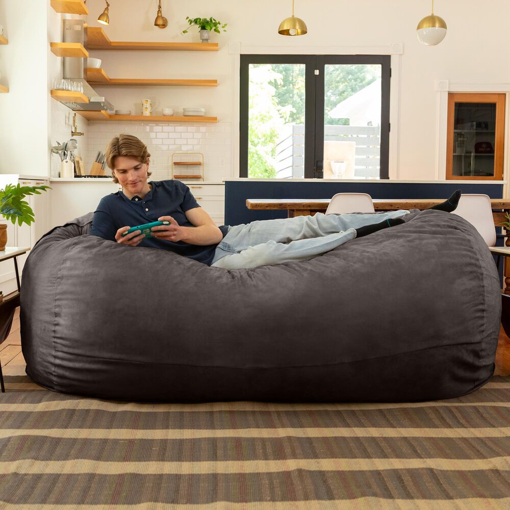 Jaxx 7&#39; Giant Bean Bag Sofa in Charcoal, , large