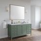 James Martin Vanities Chicago 60" Single Bathroom Vanity in Smokey Celadon with 3 cm Carrara White Marble Top and Rectangular Sink, , large