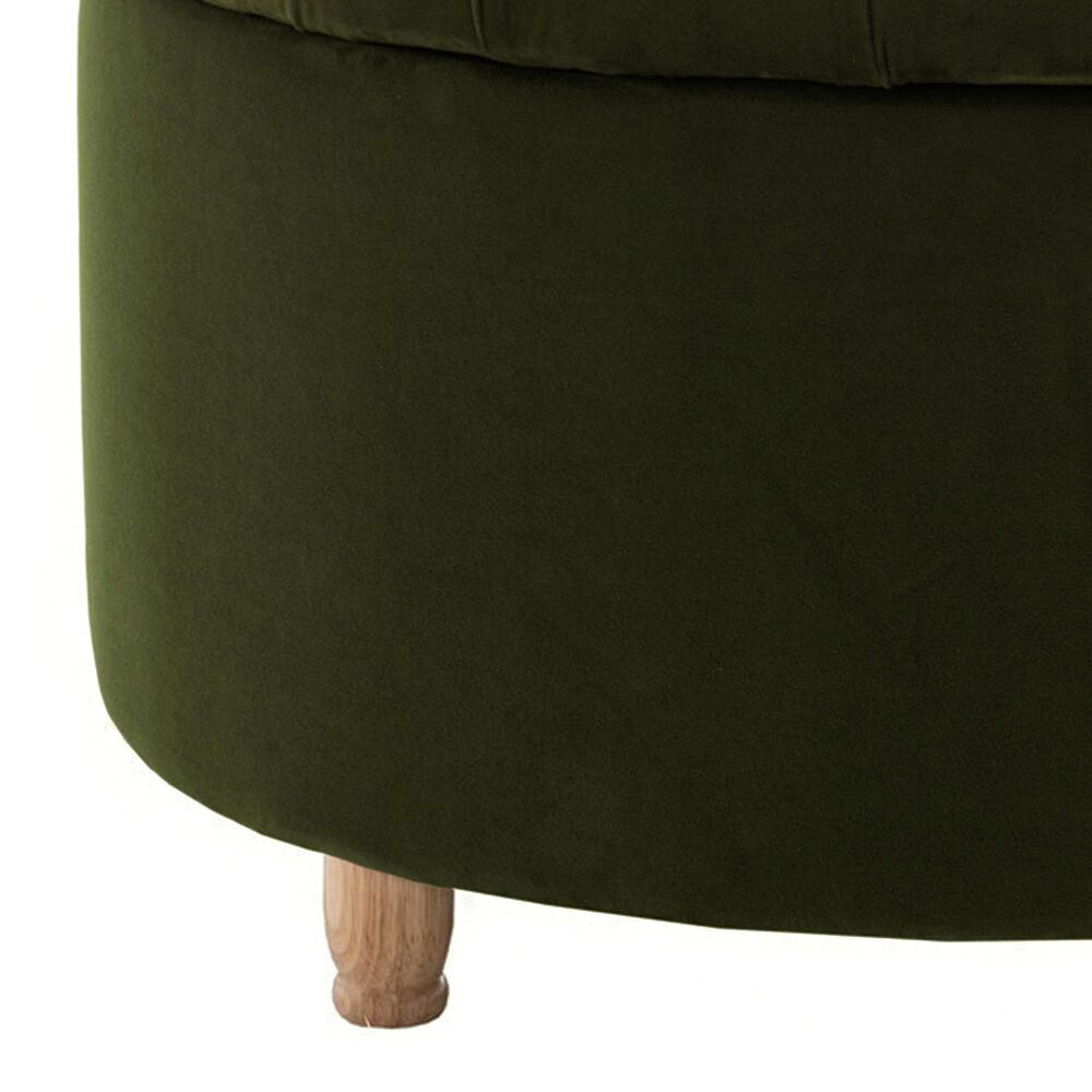 Regency Global Sourcing Knight 28" Round Storage Ottoman in Emerald Green, , large
