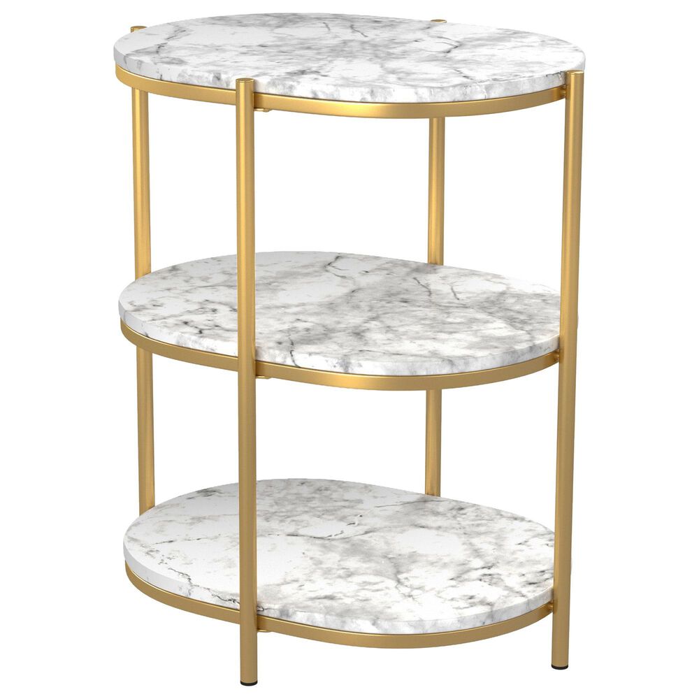 Furniture of America Pike Side Table in White and Gold, , large