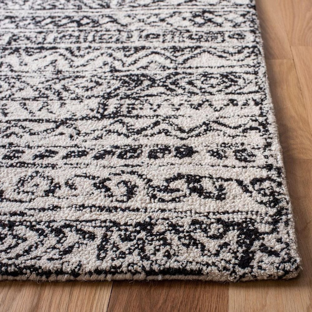 Safavieh Micro-Loop MLP228A 5&#39; Square Ivory and Black Area Rug, , large
