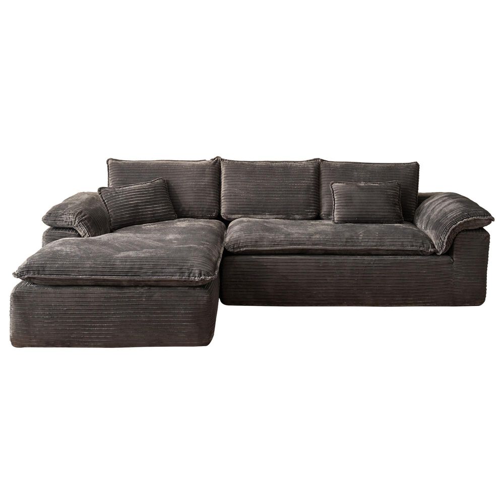 HOMLUX 112" Modern Sectional Sofa with Curved Armrests in Gray, , large