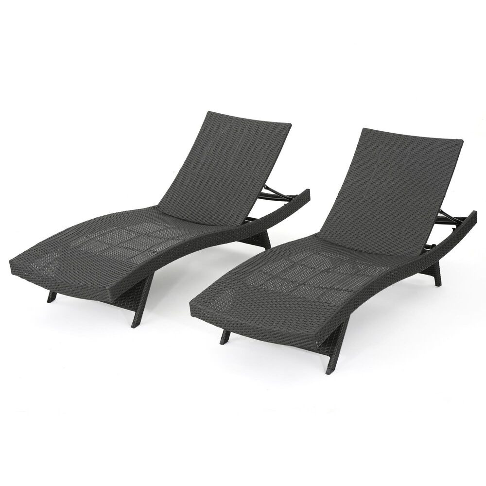 Noble House Salem Patio Chaise Lounge in Gray (Set of 2), , large