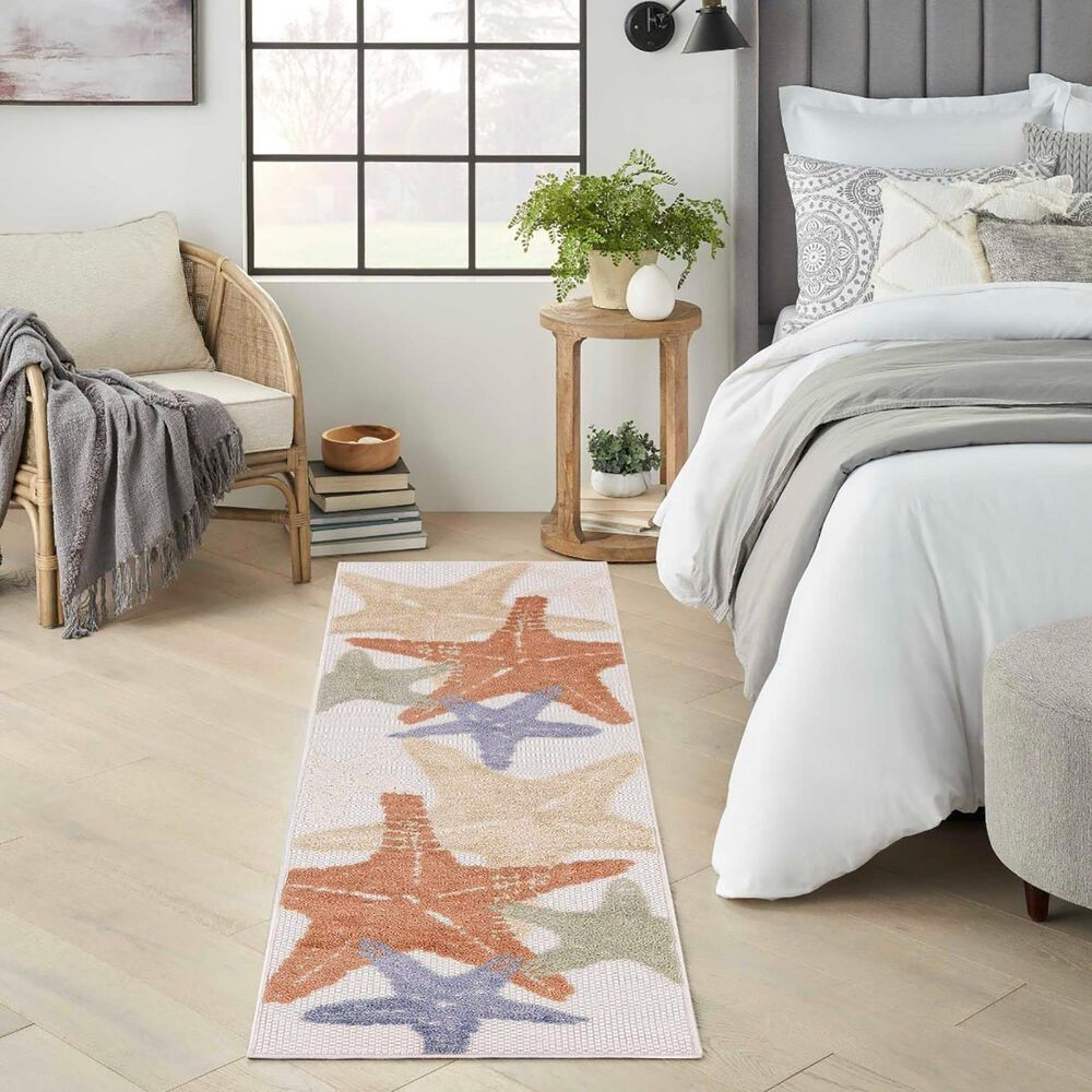 Nourison Aloha ALH28 2&#39; x 6&#39; Ivory and Multicolor Indoor/Outdoor Runner, , large