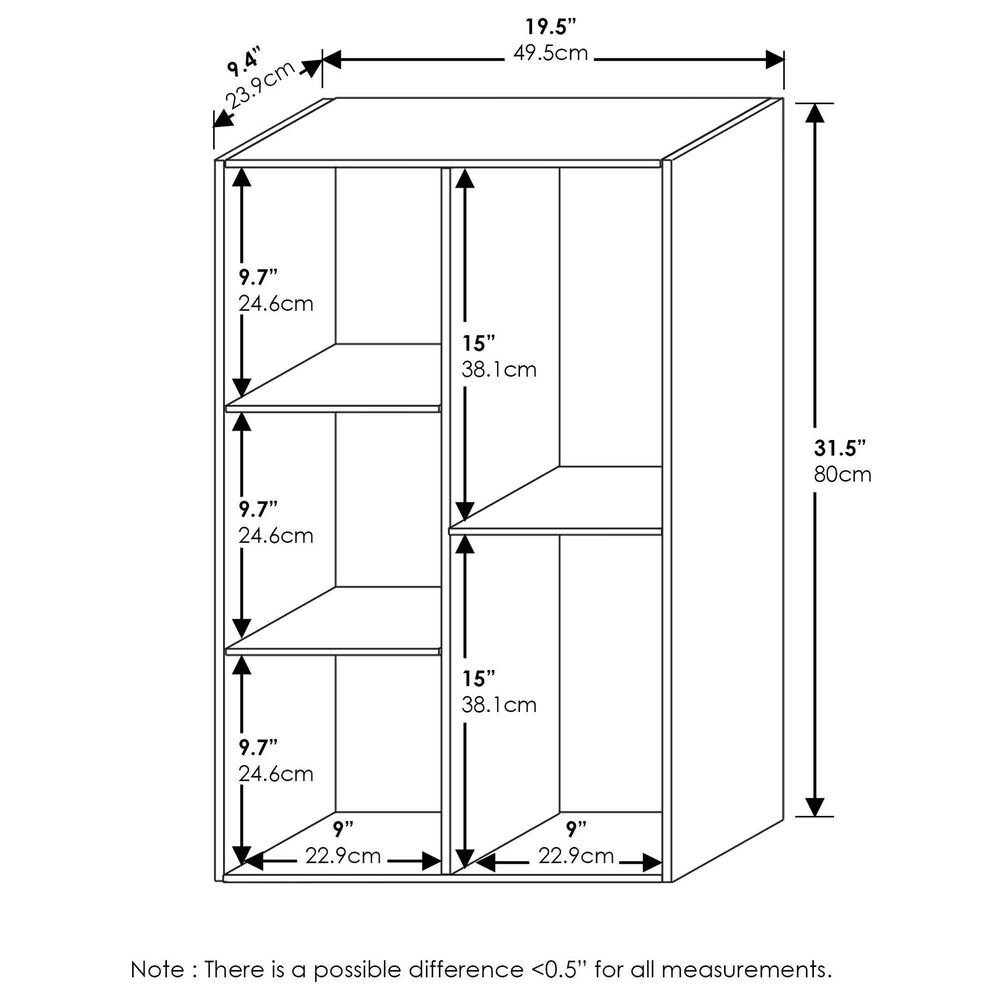 HOMLUX 5-Cube Open Shelf Storage Bookcase in White, , large