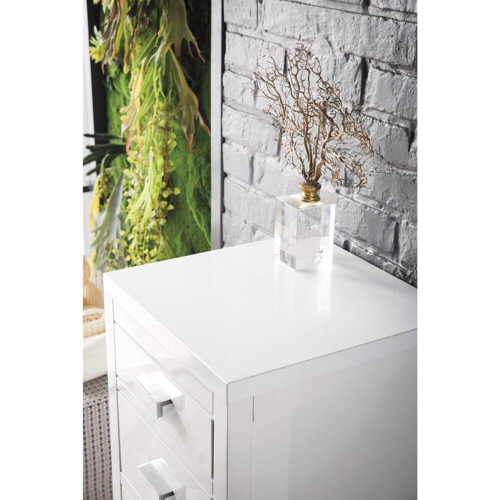 James Martin Vanities Addison 15&quot; Base Cabinet in Glossy White with 3 cm White Zeus Quartz Top, , large