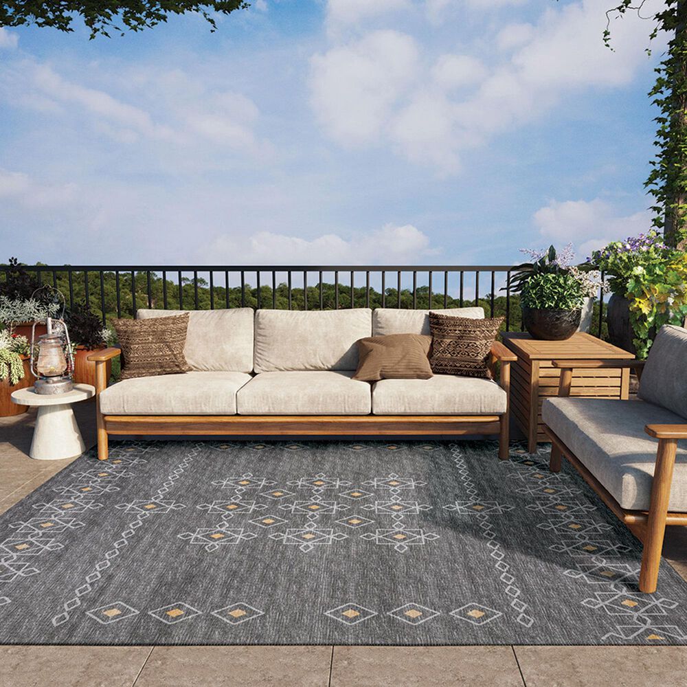 Dalyn Rug Company Sedona Southwestern 5&#39; x 7&#39;6&quot; Charcoal Indoor/Outdoor Area Performance Rug, , large