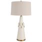 Creative Coop Adeline Stoneware Conical Table Lamp in Cream and Brass, , large