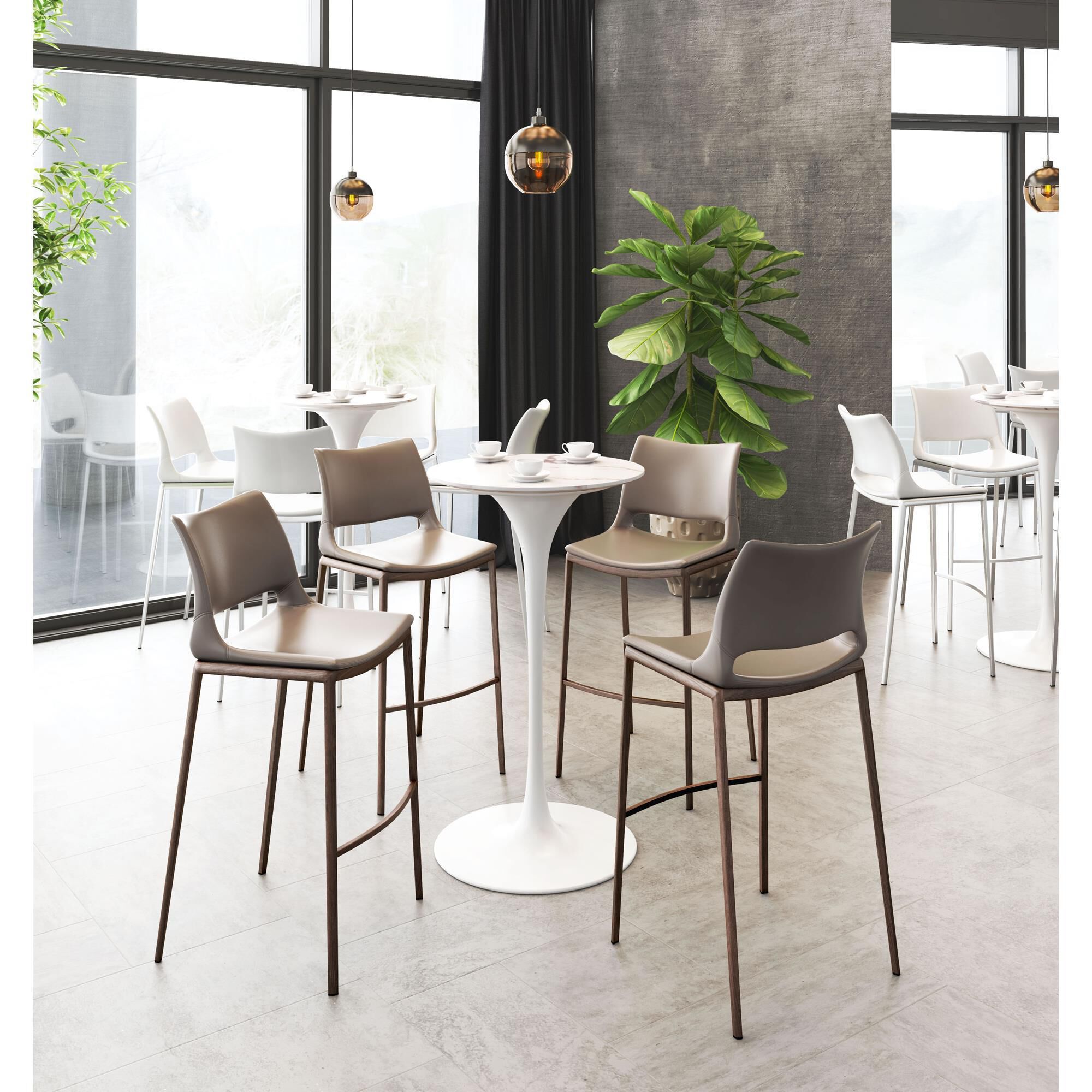 ジョモタン Zuo Modern Ace Bar Stool in Gray and Dark Brown (Set of 2)