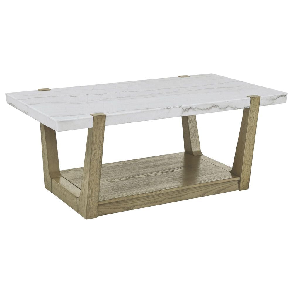 Steve Silver Perth Rectangular Cocktail Table with Casters in White and Weathered Sand, , large