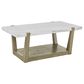 Steve Silver Perth Rectangular Cocktail Table with Casters in White and Weathered Sand, , large