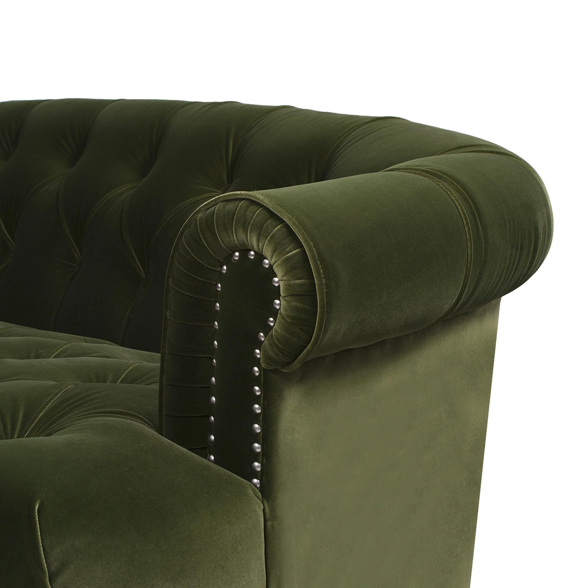 Jennifer Taylor Home La Rosa Stationary Sofa in Olive Green Velvet
