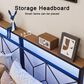 HOMLUX Full Floating Bed Frame with LED Headboard and Charging Station in Black, , large
