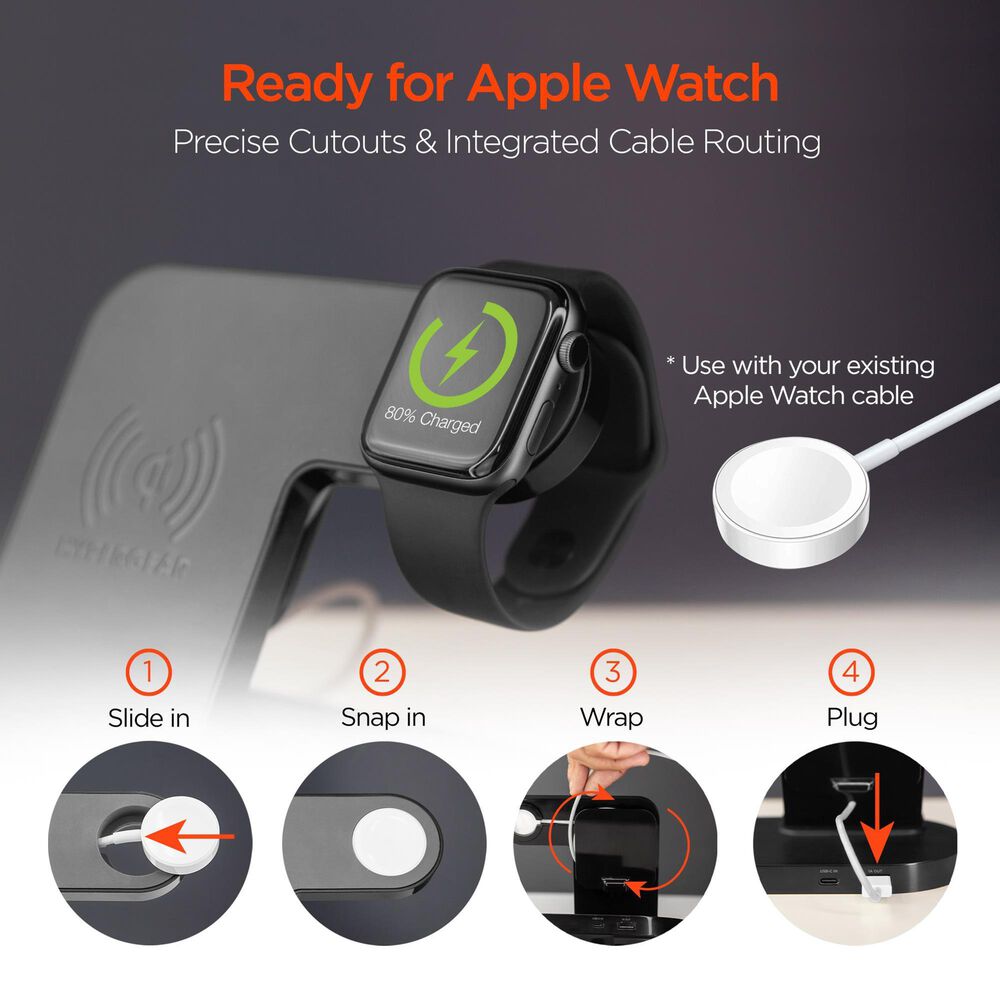 Hypercel 3-in-1 Wireless Charging Dock in Black, , large