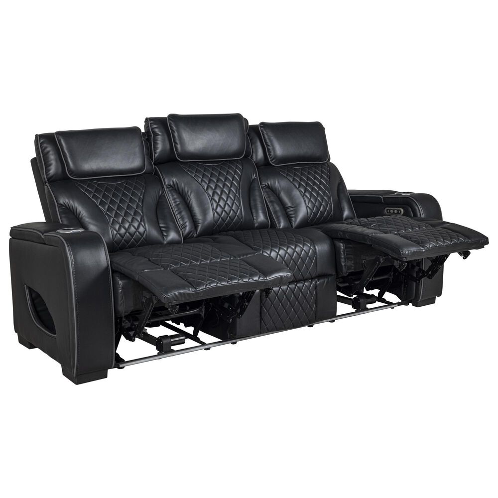 Everly Living Rock Star Power Reclining Sofa in Black, , large