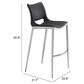 Zuo Modern Ace Bar Chair in Black and Silver (Set of 2), , large
