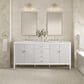 James Martin Vanities Myrrin 72" Double Vanity in Bright White with 3 cm Victorian Silver Quartz Top, , large