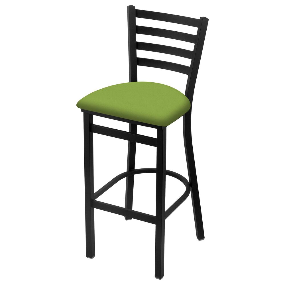 Holland Bar Stool 400 25" Stationary Counter Stool with Black Wrinkle and Canter Kiwi Green Seat, , large