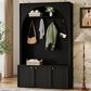 HOMLUX 4-Hook Hall Tree with Entryway Storage Bench in Black, , large