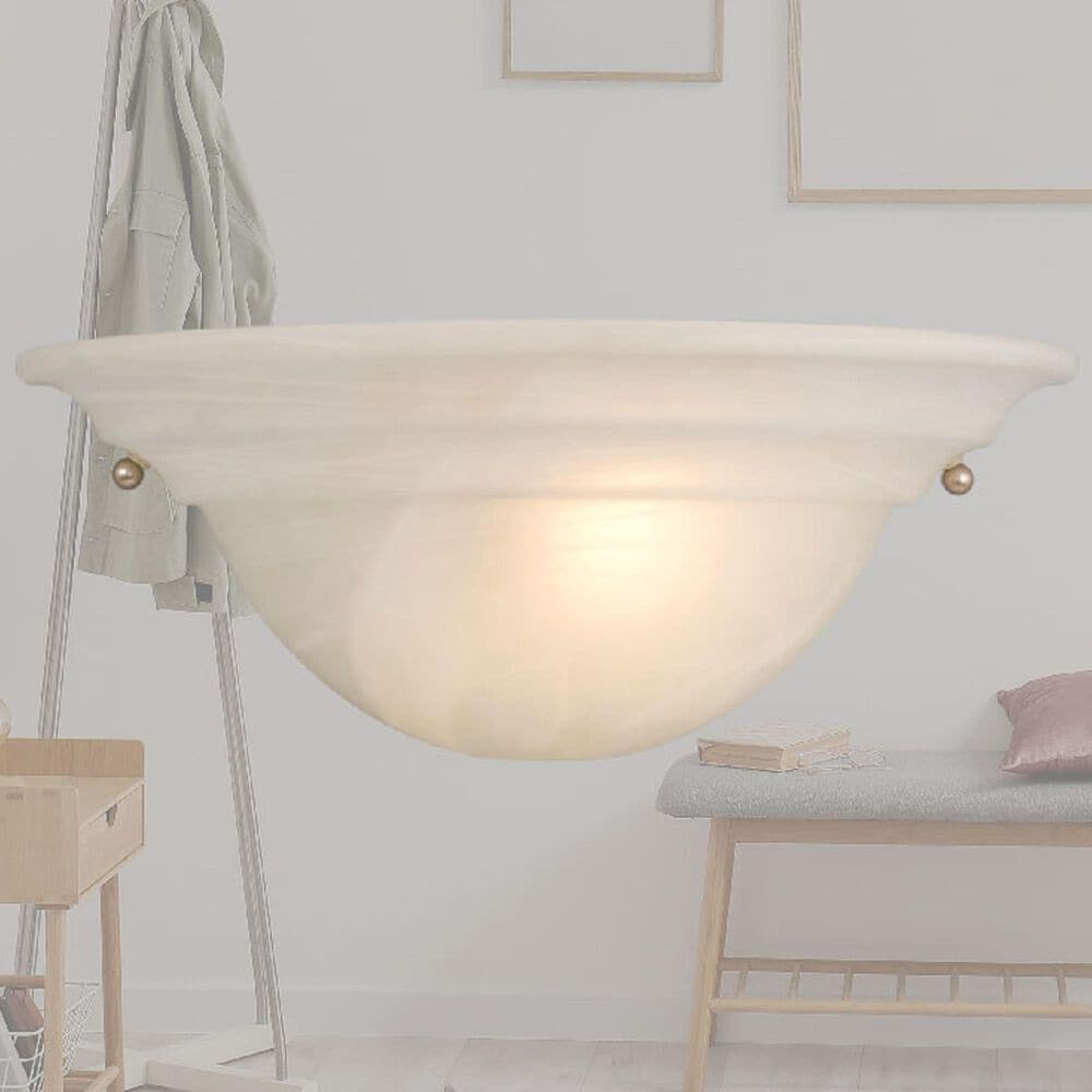 Vaxcel Babylon 1-Light Half Moon Wall Sconce with White Alabaster Glass, , large