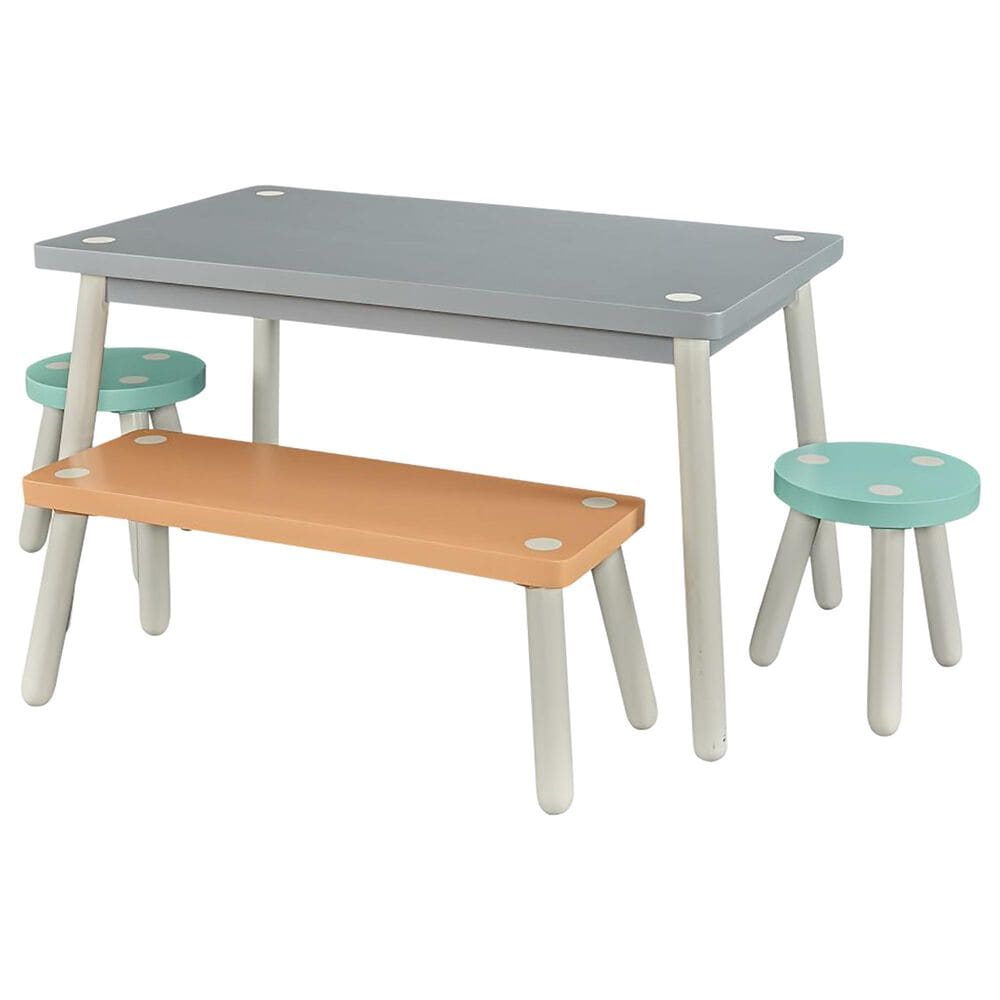 Parkerville Furniture Line Parfait 4-Piece Kids Table Bench and Chair Set in Orange, Grey and Blue, , large