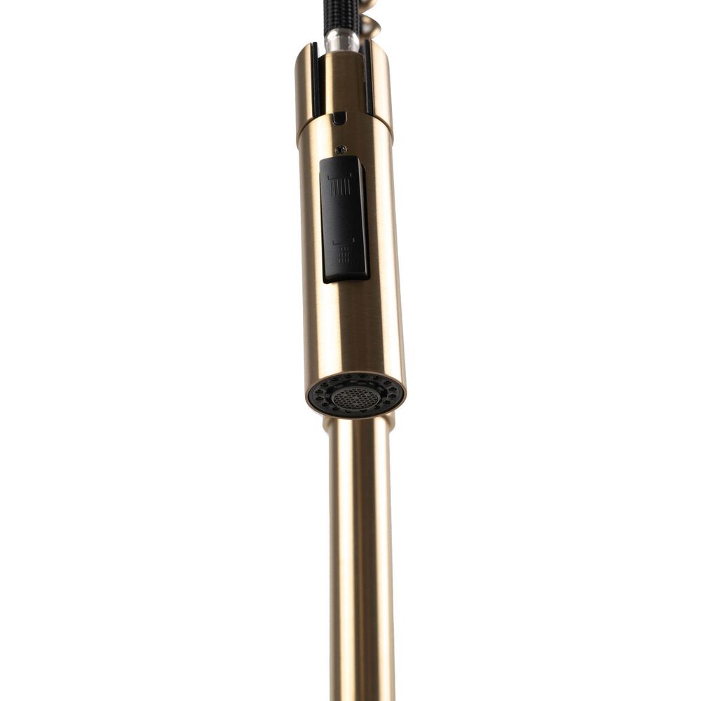 MS International AcquaLuxe Curved Pull-Down Sprayer Kitchen Sink Faucet in Gold, , large