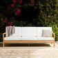 Linon Home Decor Carenen Outdoor 3-Seat Sofa with White Cushions in Natural, , large