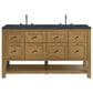 James Martin Vanities Breckenridge 60" Double Bathroom Vanity in Light Natural Oak with 3 cm Charcoal Soapstone Quartz Top and Rectangular Sinks, , large