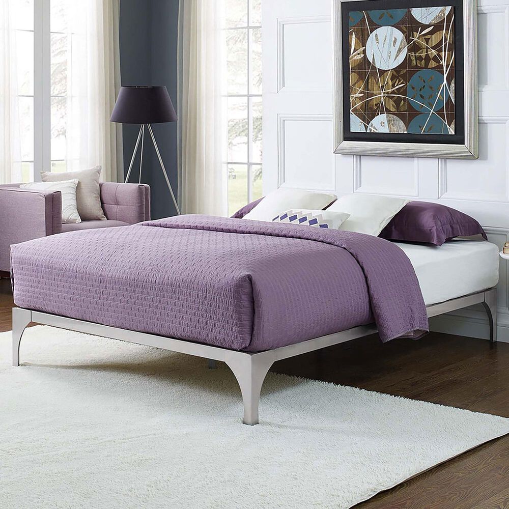 Modway Ollie King Platform Bed Frame in Silver, , large