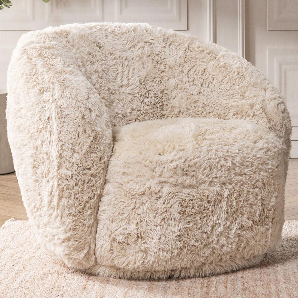 Classic Home Adley Plush Swivel Chair in Sand, , large