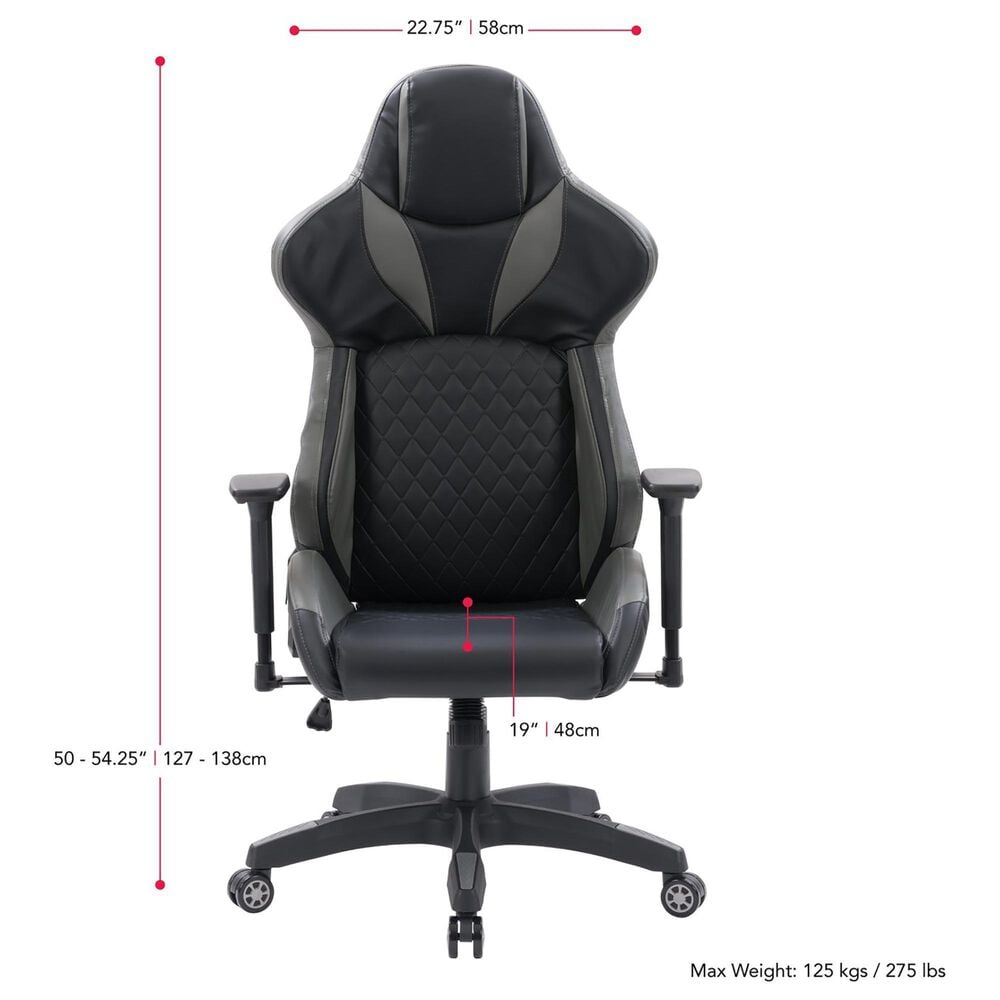 CorLiving Reaper Gaming Chair in Black and Grey, , large