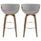 LumiSource Curvini 30" Swivel Barstool with Grey Upholstery in Walnut and Chrome (Set of 2), , large