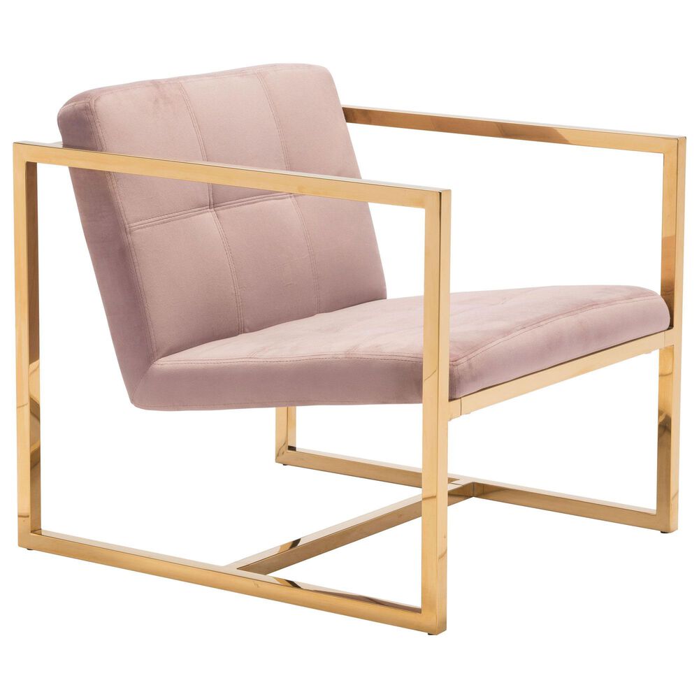Zuo Modern Alt Arm Chair in Pink and Gold, , large