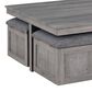 HOMLUX 5-Piece 38" Coffee Table Set with 4 Nested Storage Stools in Distressed Gray, , large