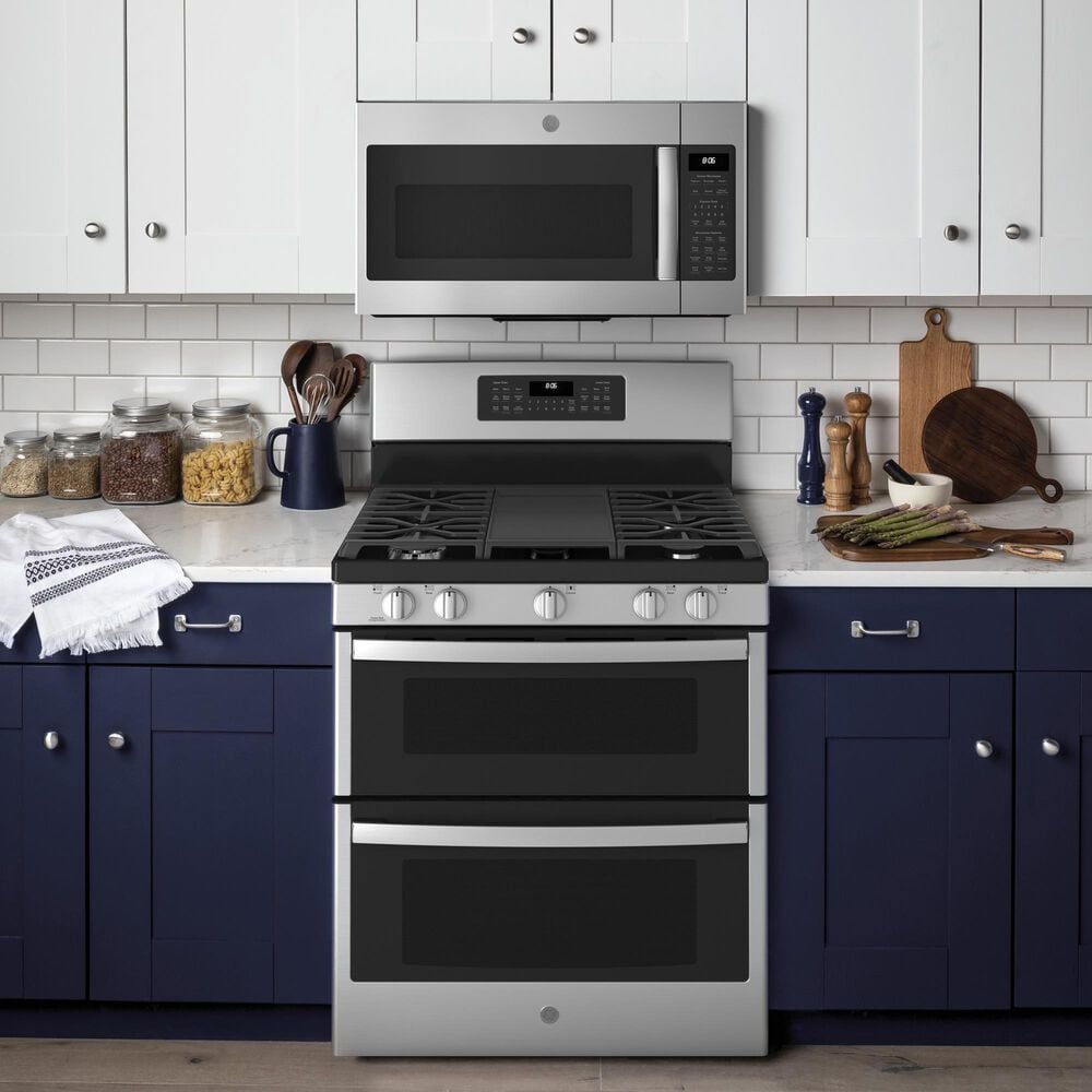 GE Appliances 30&quot; Freestanding Gas Double Oven Range with Convection in Stainless Steel, , large