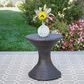 Hearth and Haven Outdoor Sleek Hourglass Wicker Side Table with Iron Frame in Brown Multi, , large