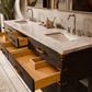 Lexora Home Norwalk 80" Double Bathroom Vanity in Black Oak with White Carrara Marble Top and Rectangular Sinks, , large