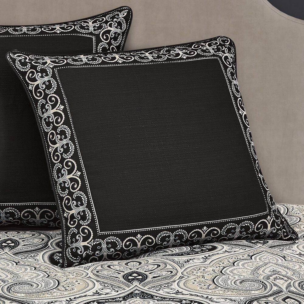 J. Queen New York Messina 26&quot; Square Euro Pillow Sham in Black, Grey and Silver, , large
