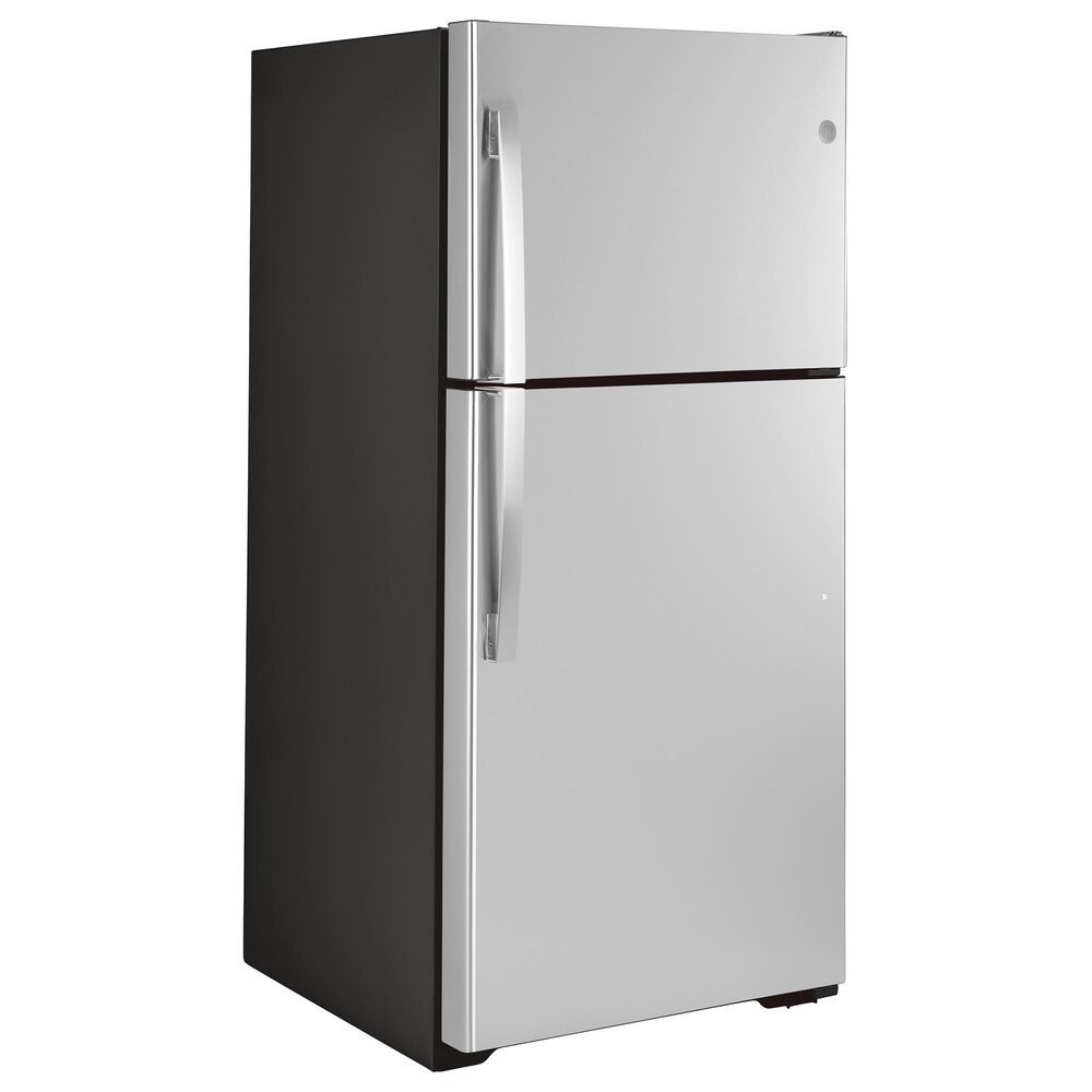 GE Appliances 19.2 Cu. Ft. Top Freezer Refrigerator Energy Star with Reversible Door in Stainless Steel, , large