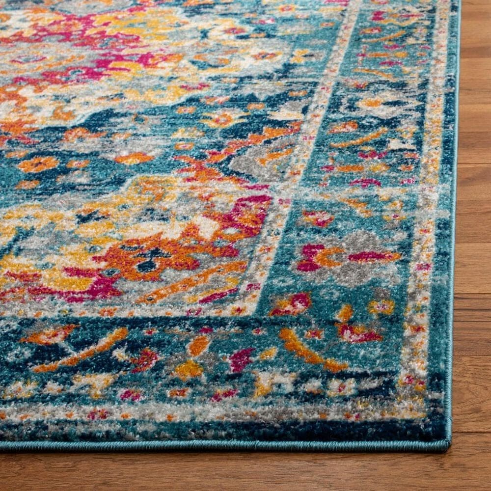 Safavieh Madison MAD154L 2&#39;3&quot; x 8&#39; Teal and Fuchsia Runner, , large