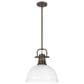 Golden Lighting Duncan 1-Light Pendant with Rod and Matte White Shade in Rubbed Bronze, , large