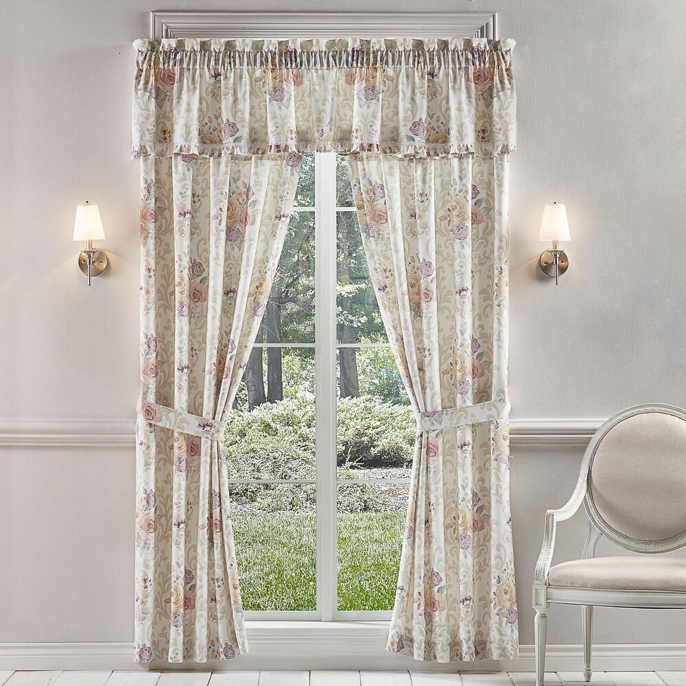 J. Queen New York Chardonnay 84&quot; x 41&quot; Window Panel Pair in Ivory, Blush, Lavender and Gold, , large