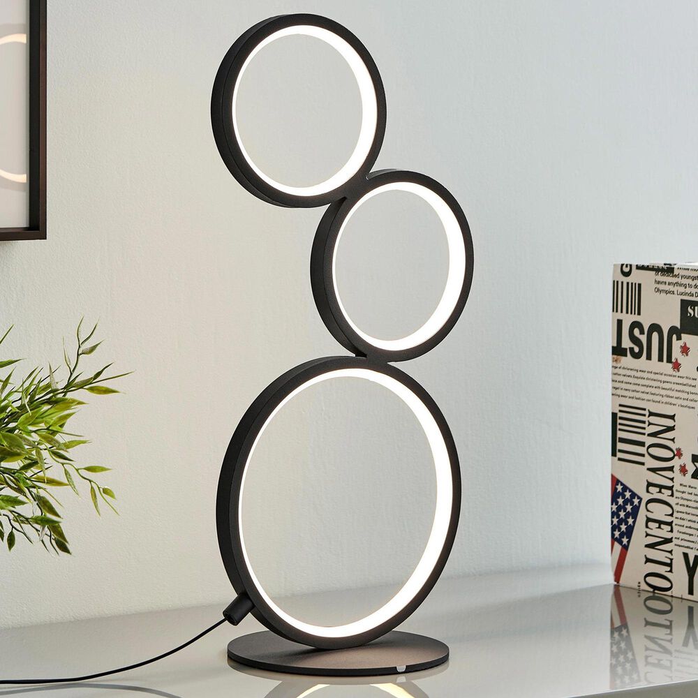 Lite Source Fedora 3-Ring LED Table Lamp in Black, , large