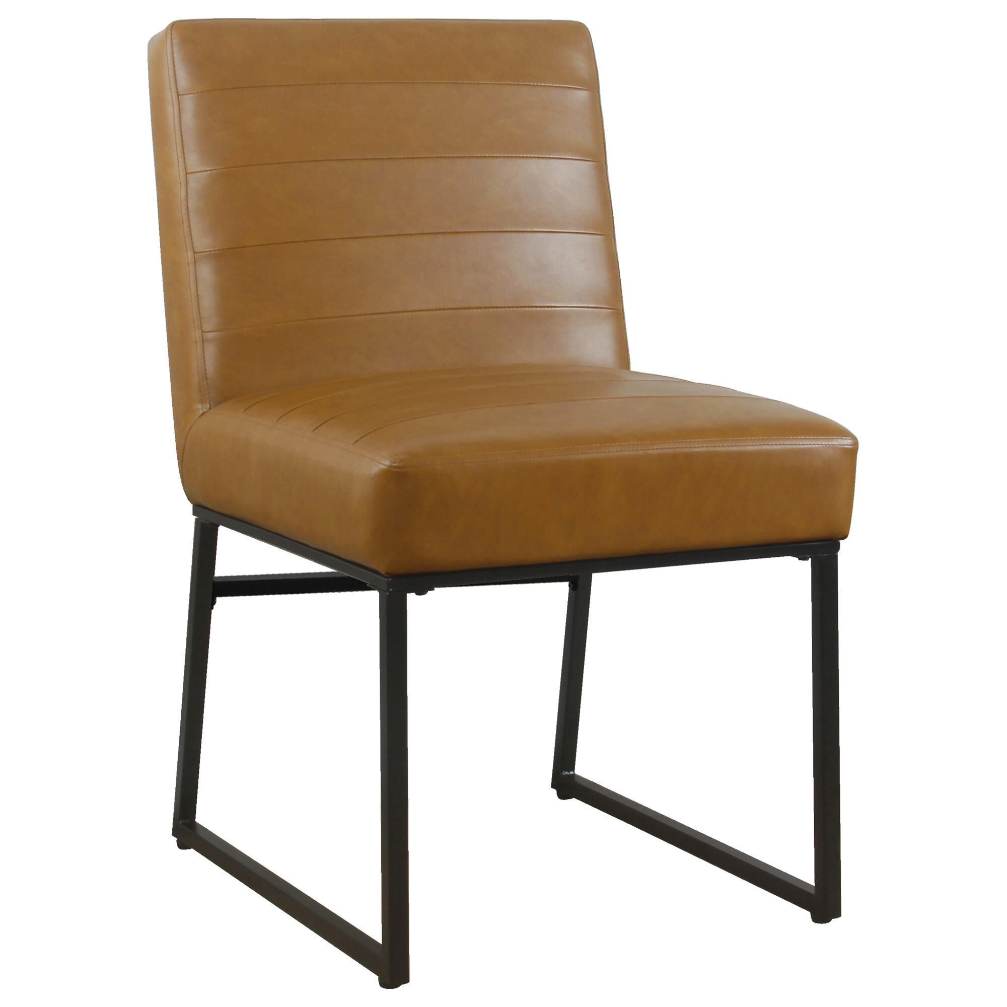Leather and sales black metal chair