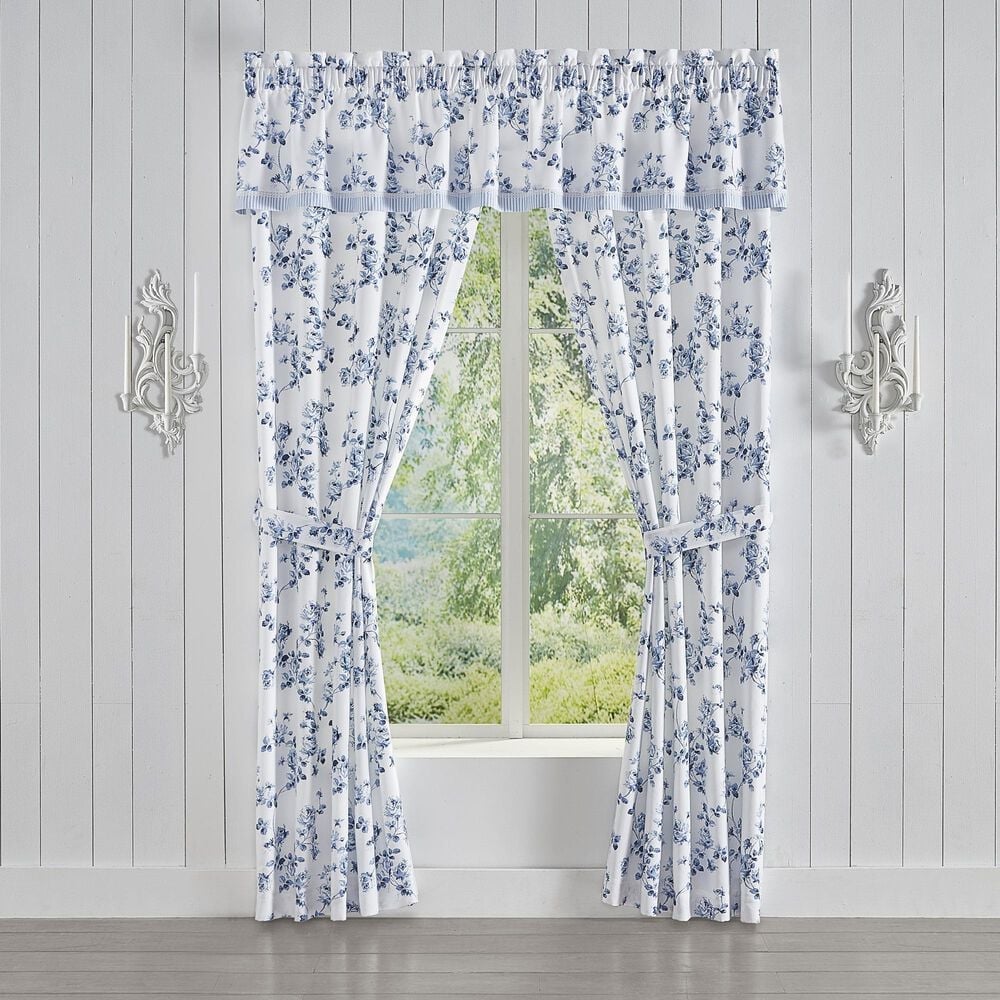 J. Queen New York Rialto 84&quot; x 41&quot; Window Panel Pair in White and French Blue, , large