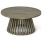 Hearth and Haven Outdoor Round Coffee Table with Slatted Base in Gray, , large