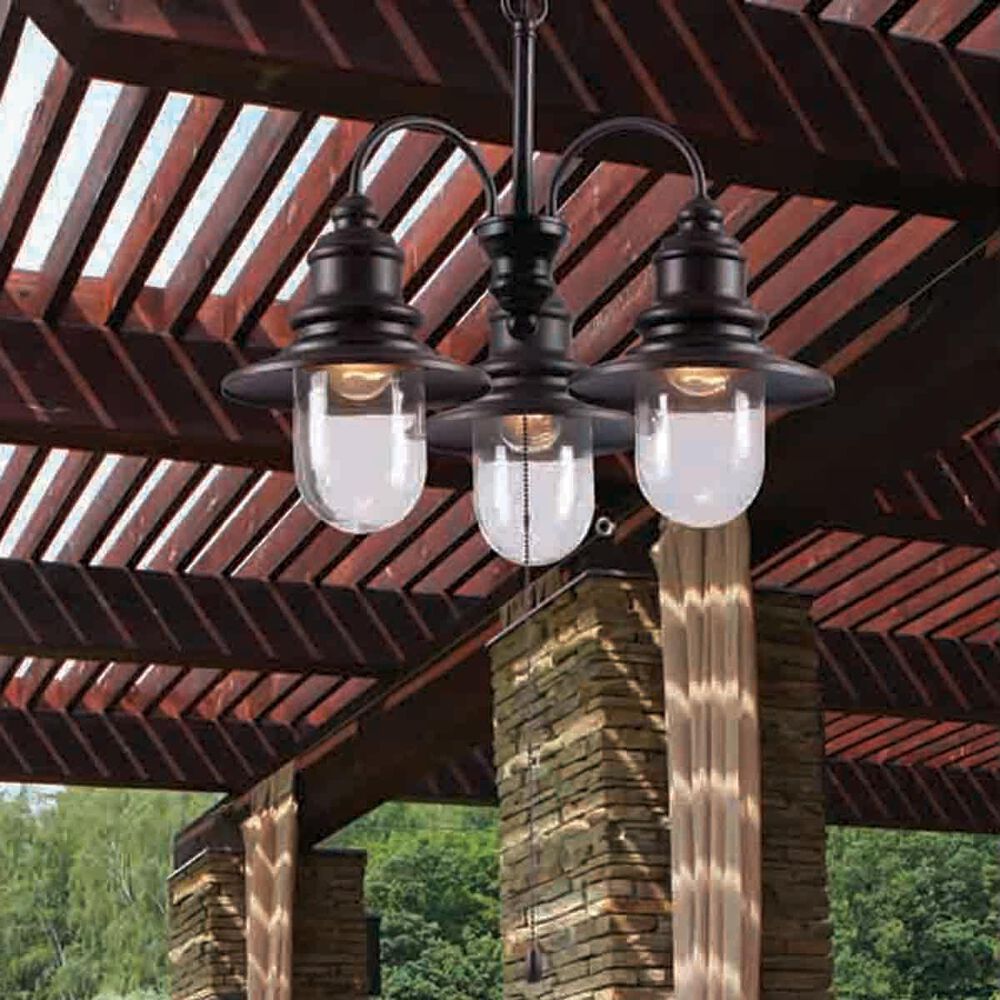 Kenroy Broadcast 3-Light Outdoor Chandelier in Blackened Oil Rubbed Bronze, , large