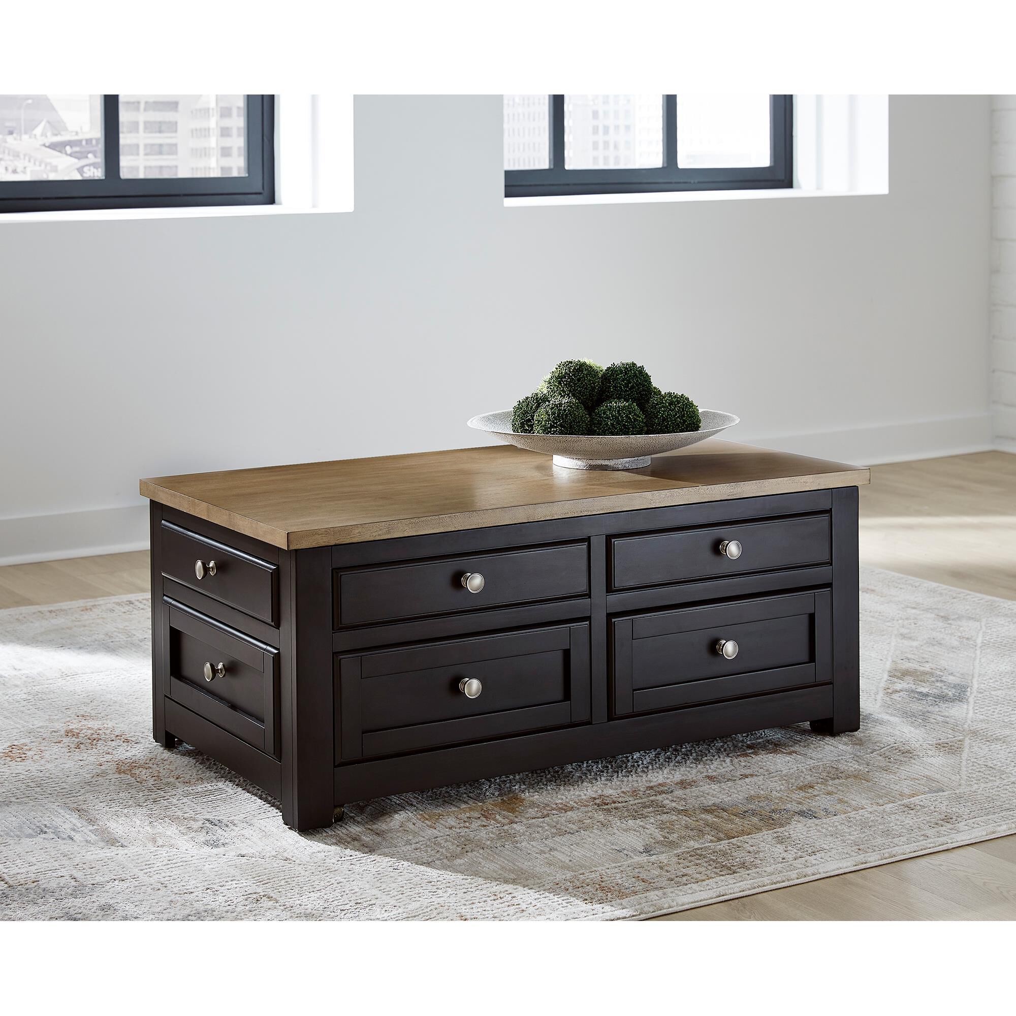 Ashley Drazmine Lift-Top Coffee Table in Brown and Dark Chocolate